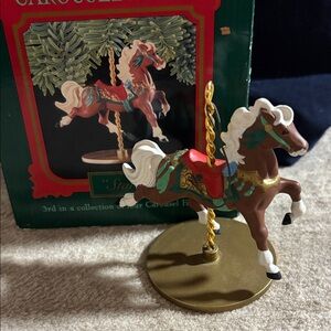 Hallmark 1989 VTG Star Carousel Horse Christmas Ornament #3 of 4